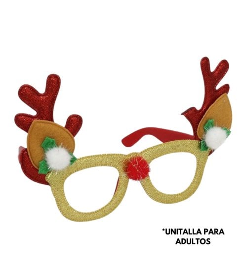 Gafas Festivas de Reno Navideño con Cuernos y Nariz