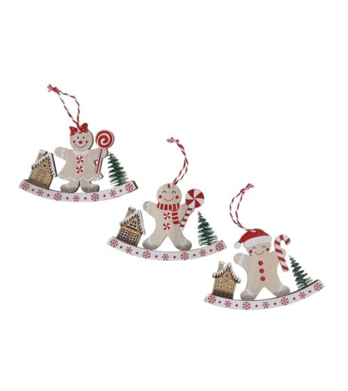 Colgante de Muñeco de Jengibre de Madera para Árbol