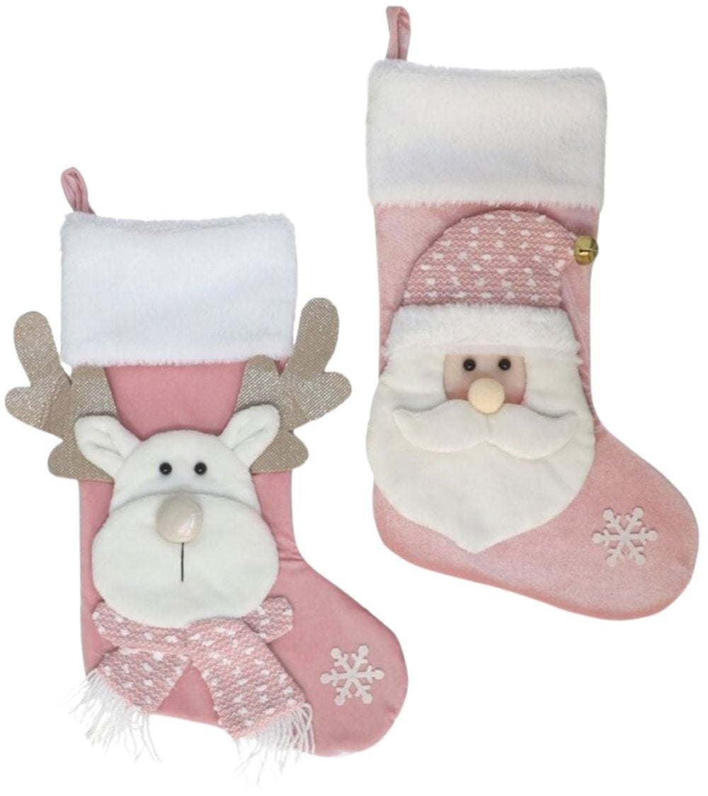 Calcetín Navideño Rosa para Colgar