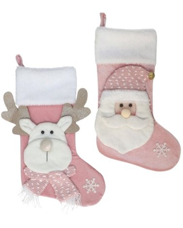 Calcetín Navideño Rosa para Colgar