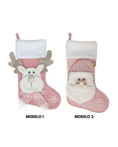 Calcetín Navideño Rosa para Colgar