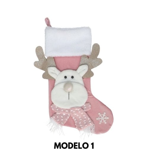 Calcetín Navideño Rosa para Colgar