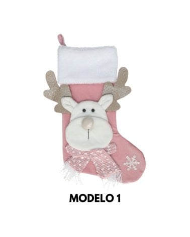 Calcetín Navideño Rosa para Colgar