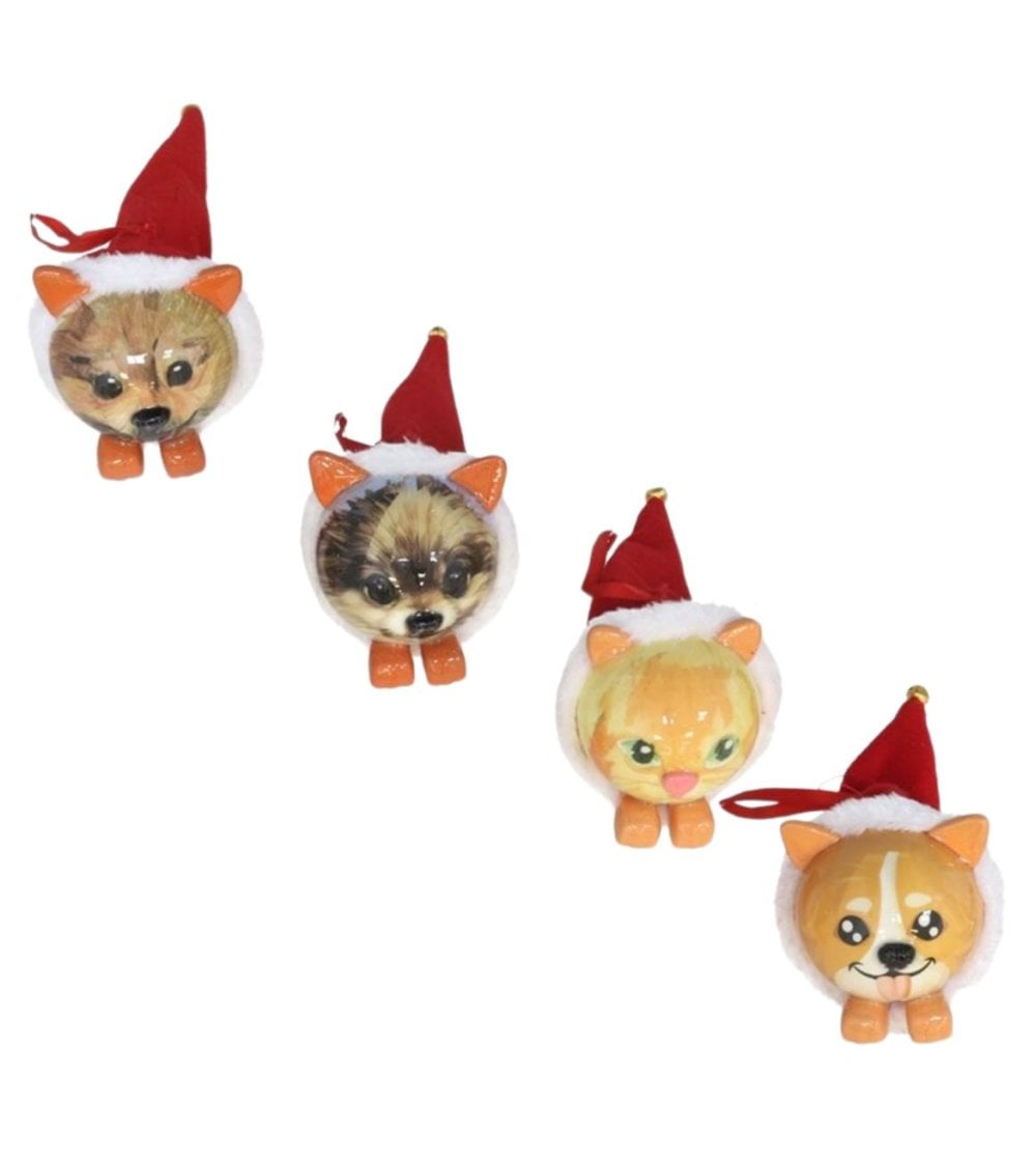 Colgante de Mascota con Gorro Navideño para Árbol