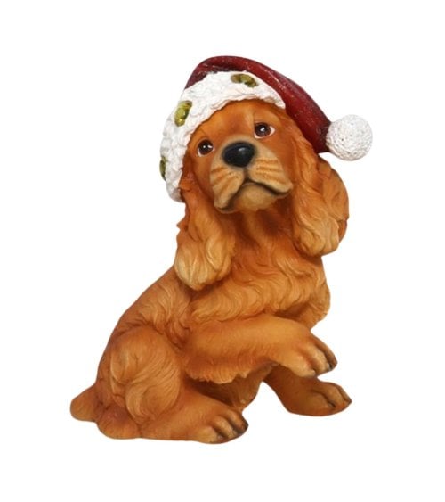 Figura de Perro con Sombrero Navideño con Luces LED