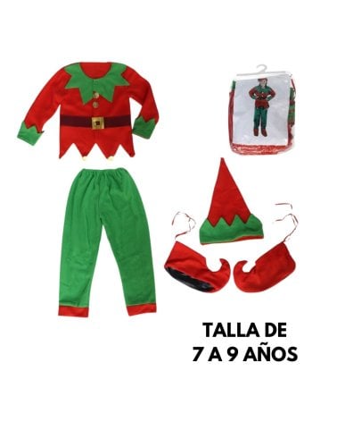 Traje Infantil de Elfo Navideño de 4 Piezas