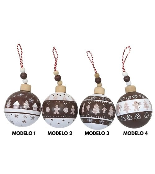 Bola de Diseño Navideño Marrón para Árbol