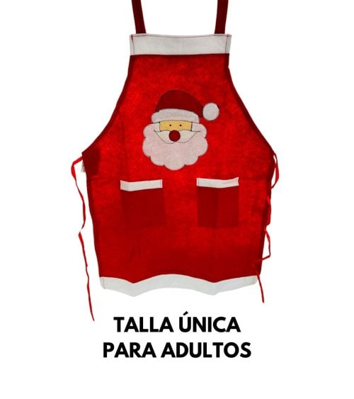 Delantal Navidadeño Rojo con Papá Noel
