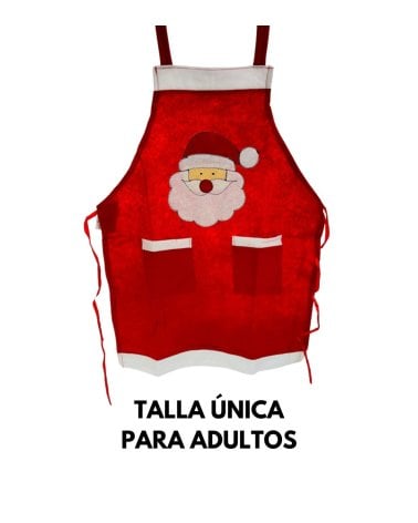 Delantal Navidadeño Rojo con Papá Noel