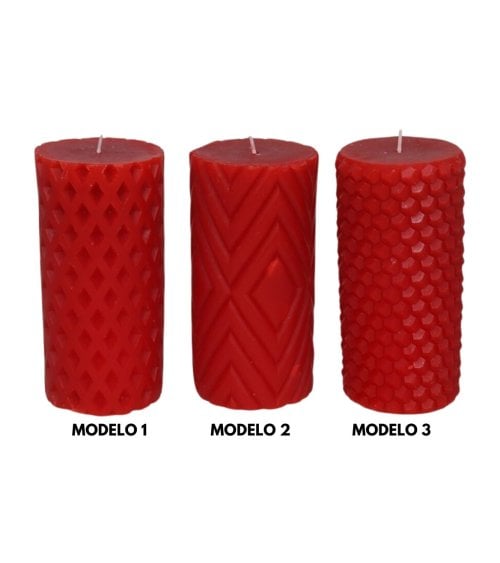 Vela Roja con Relieve para Decoración Navideña