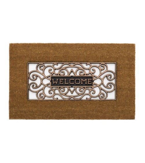 Felpudo con Bienvenida de Fibra de Coco