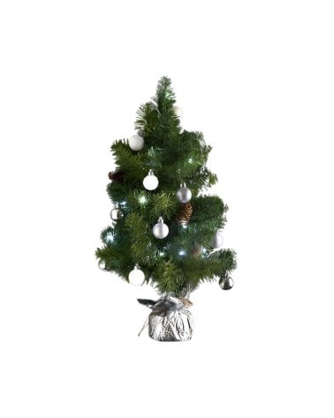 Mini Árbol de Navidad Decorado Plateado