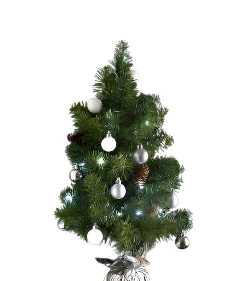 Mini Árbol de Navidad Decorado Plateado