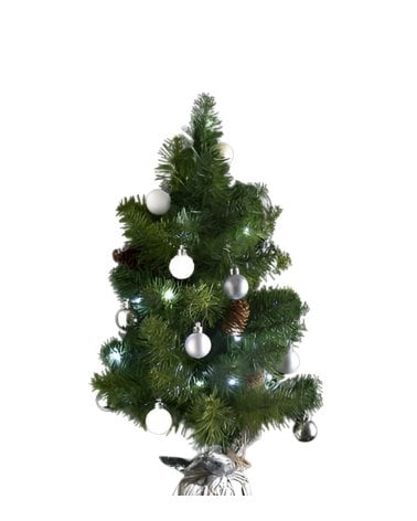 Mini Árbol de Navidad Decorado Plateado