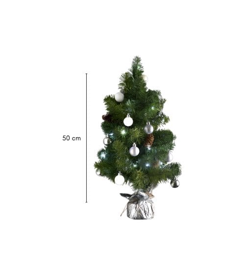 Mini Árbol de Navidad Decorado Plateado