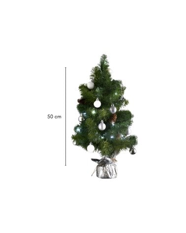 Mini Árbol de Navidad Decorado Plateado