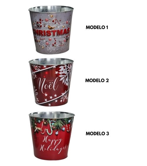 Macetero de Metal con Diseño Navideño