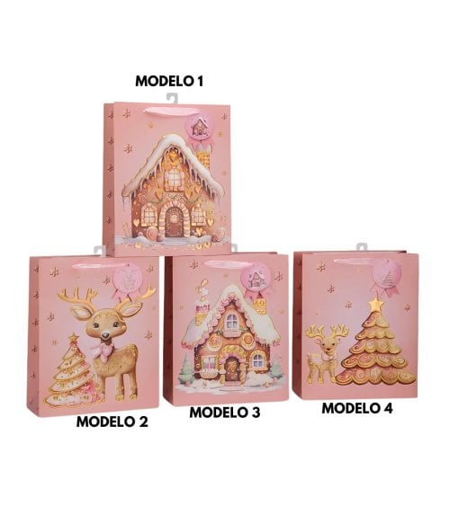 Bolsa de Regalo Navideña Rosa de Galletas