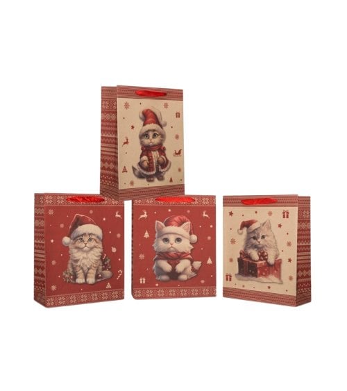 Bolsa de Regalo Navideña de Gatitos Festivos