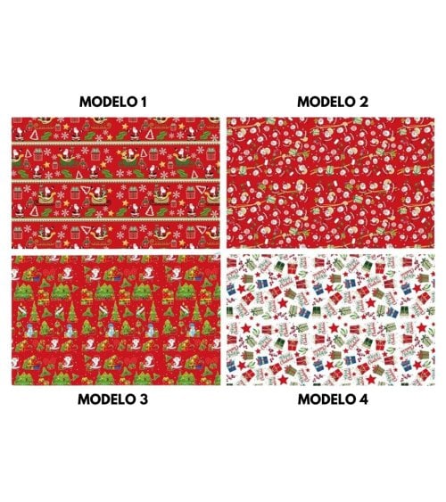 Papel de Regalo Navideño Rojo con Personajes
