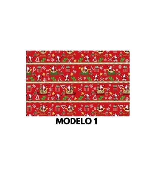 Papel de Regalo Navideño Rojo con Personajes