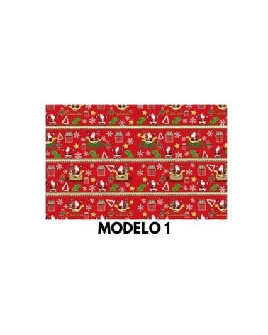 Papel de Regalo Navideño Rojo con Personajes