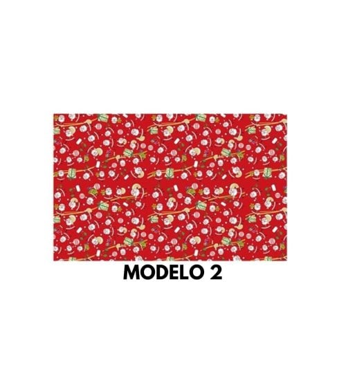 Papel de Regalo Navideño Rojo con Personajes