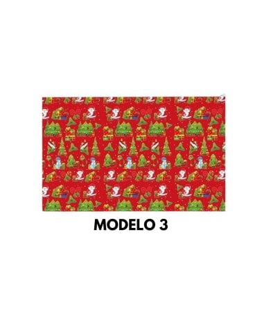 Papel de Regalo Navideño Rojo con Personajes