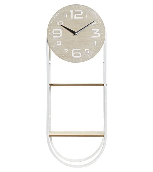 Reloj de Pared en Madera con Estantería