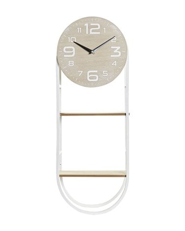 Reloj de Pared en Madera con Estantería