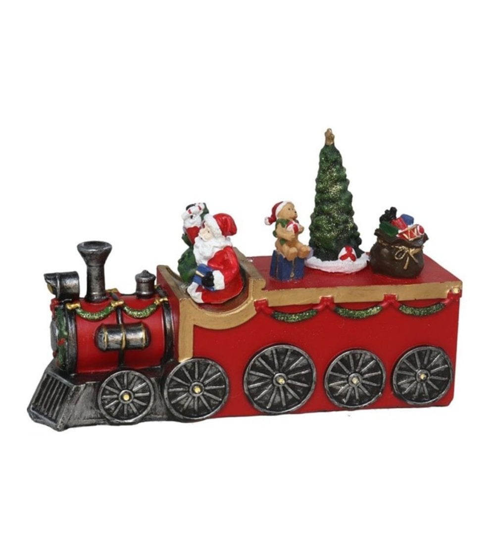 Escena Navideña de Tren de Papá Noel con Luces