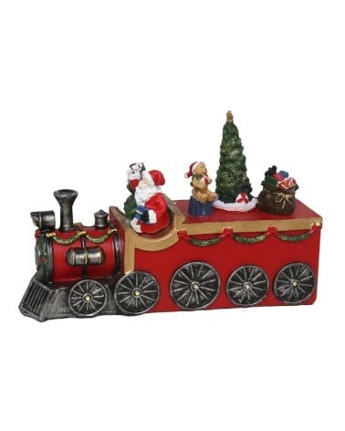 Escena Navideña de Tren de Papá Noel con Luces