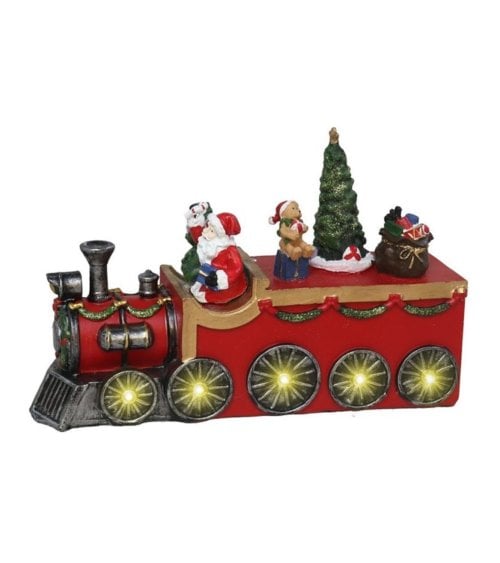 Escena Navideña de Tren de Papá Noel con Luces