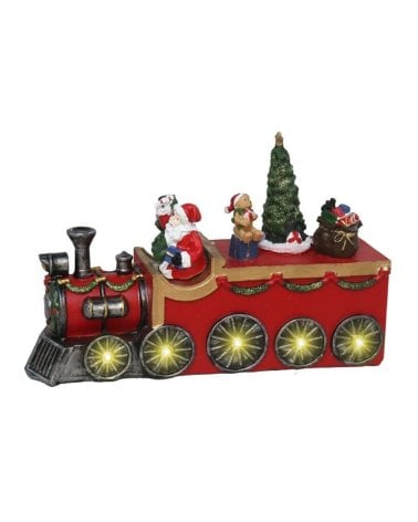 Escena Navideña de Tren de Papá Noel con Luces
