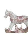 Figura Navideña de Caballo Balancín Rosa y Blanco