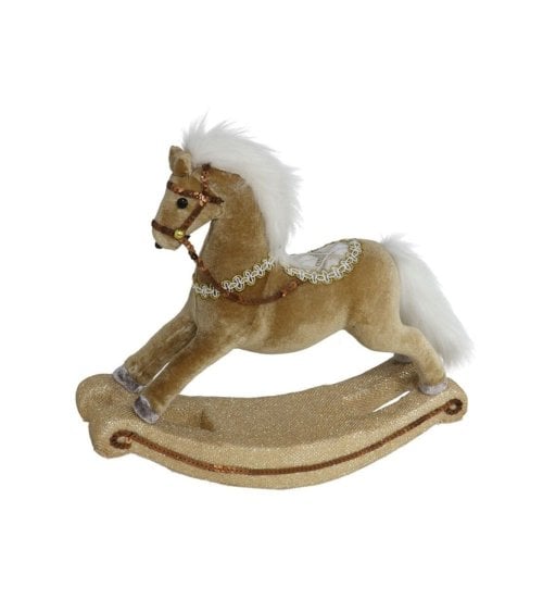 Figura Navideña de Caballo Balancín Dorado