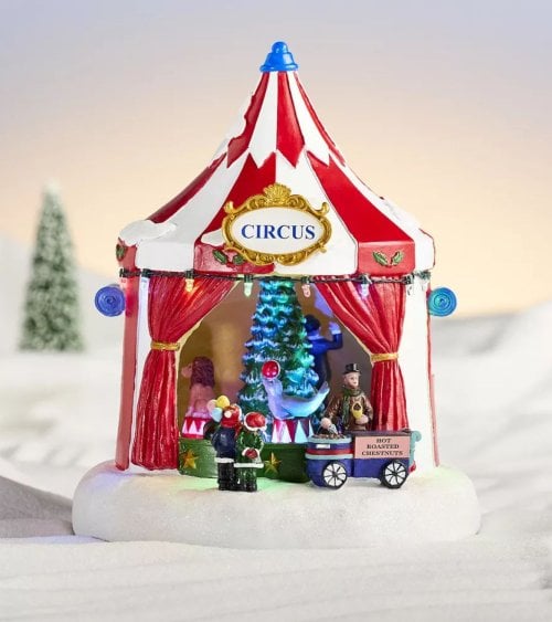 Escena Navideña de Circo con LED y Movimiento