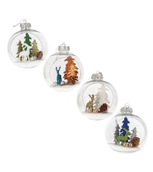 Bola Esfera de Nieve Abierta con Reno para Árbol