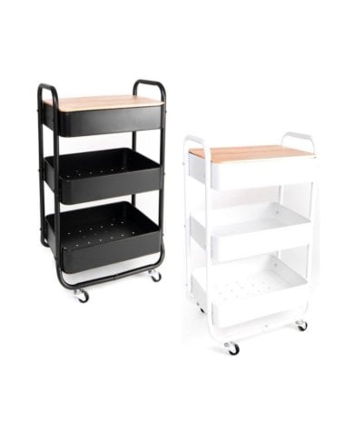 Carrito Auxiliar con Tapa Madera para Almacenaje
