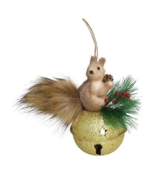 Colgante de Ardilla en Cascabel Navideño para Árbol