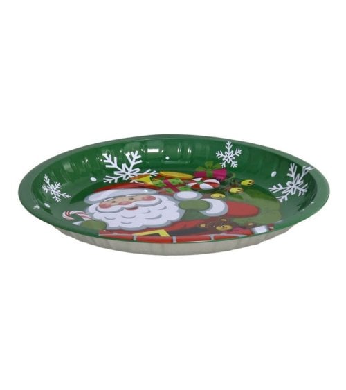 Bandeja Redonda Navideña de Papá Noel de Hojalata