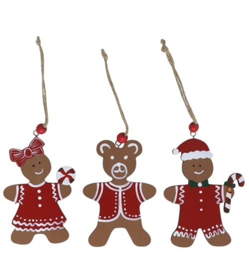 Set de 3 Colgantes de Personajes de Galleta para Árbol