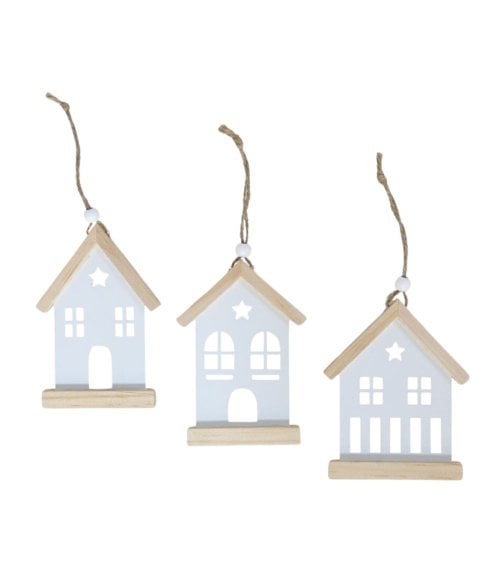 Colgante de Casita Blanca de Madera para Árbol
