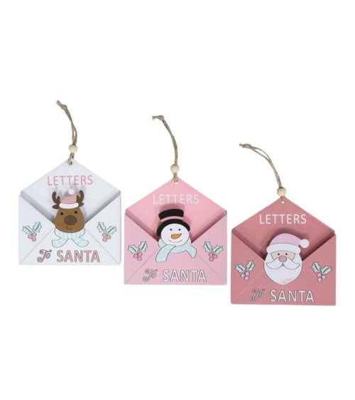 Colgante de Sobre Rosa de Carta a Santa para Árbol