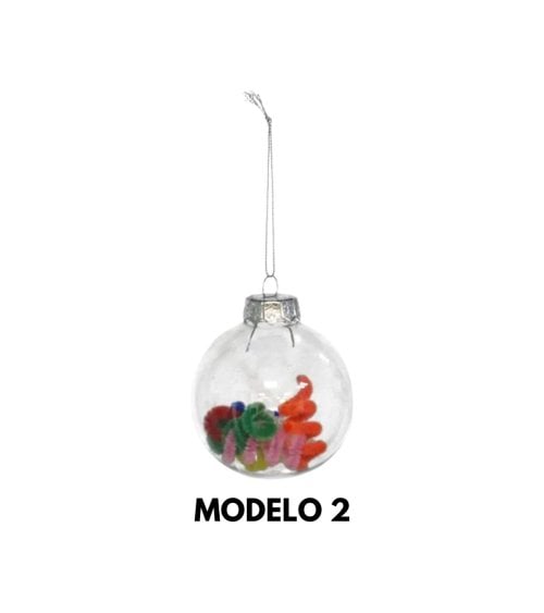 Bola Navideña Transparente con Relleno Colorido