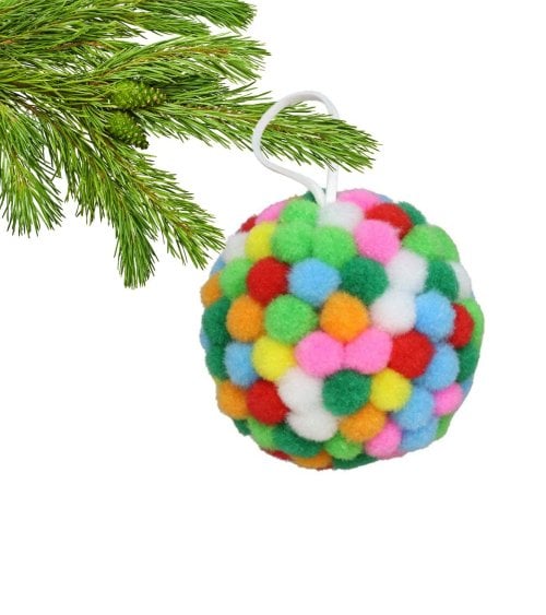 Bola Navideña de Pompones Multicolor