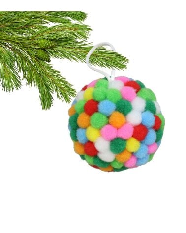 Bola Navideña de Pompones Multicolor
