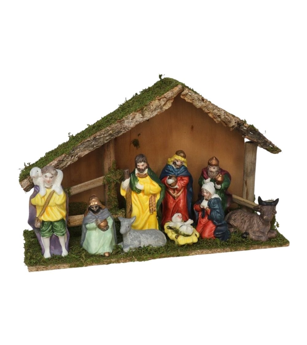 Nacimiento de 9 Piezas con Casa para Belén