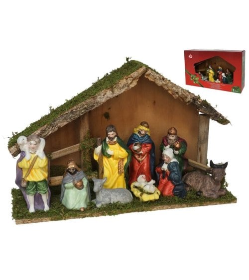 Nacimiento de 9 Piezas con Casa para Belén