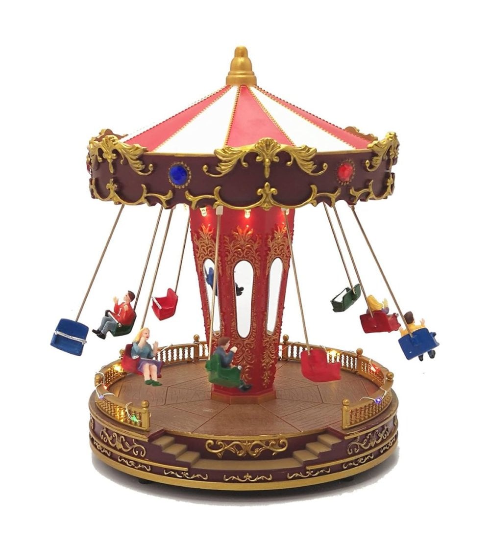 Escena Navideña Carrusel con Movimiento y Música
